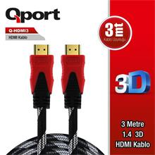 Qport Q-Hdmı3 To Hdmı3 1.4 3D 3M Altın Uçlu Kablo - 1