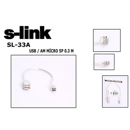 S-Link Sl-33A 0.3M Usb Am-Mıcro5P Kablosu(250.10.70.0082)