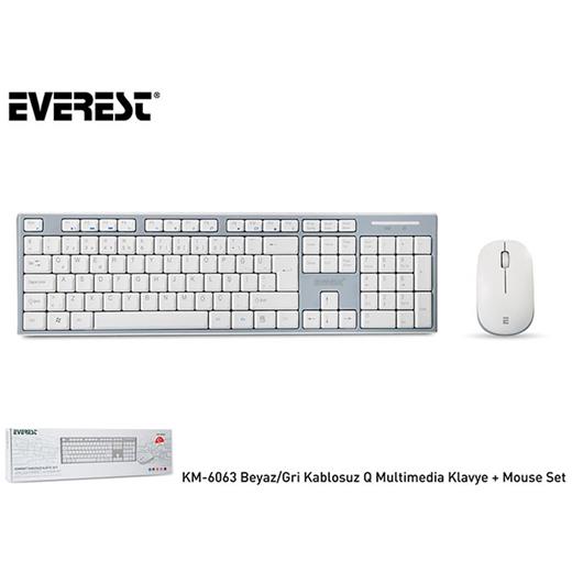 Everest Km-6063 Beyaz-Gri Kablosuz Q Multimedia Klavye + Mouse Set(300.10.30.0023)