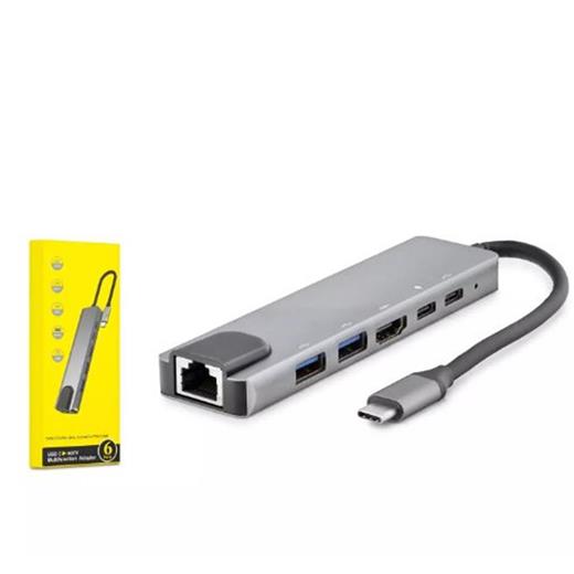 Hadron Hdx7791 Type-C Hdtv Combo Hdmı 4K 30Hz + 2-Type-C + 2-Usb3.0 + Lan 6In1 Gri(300.40.10.0027)