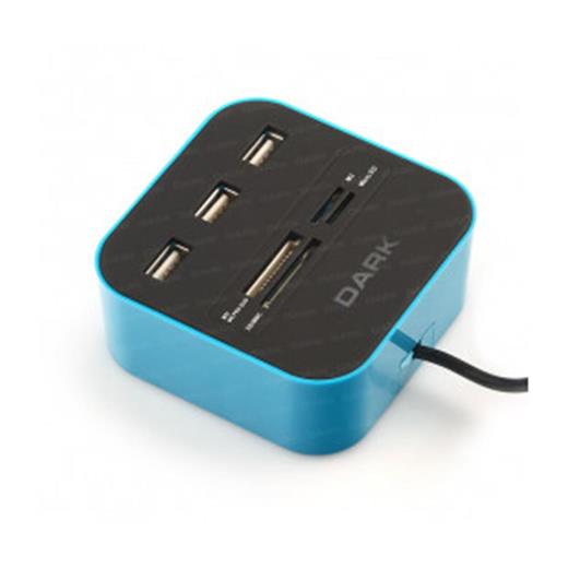 Dark Ucr202 Usb Microsd-Sd-Mmc-M2-Ms Pro Duo Kart Okuyuculu Usb Çoklayıcı (Mavi)(300.40.20.0035)