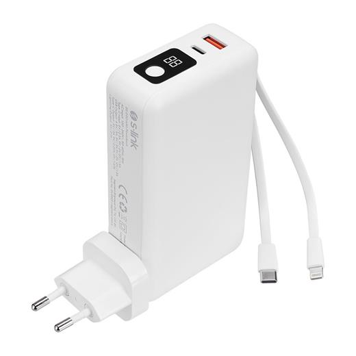 S-Link G225 20000Mah Lightning+Type-C Kablolu Powerbank Beyaz 5W Prizli Taşınabilir Pil Şarj Cihazı(420.60.10.0188)