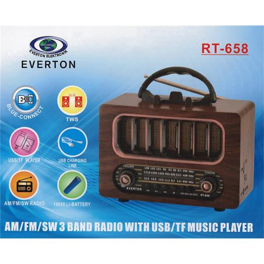 Everton Rt-658  Bluetooth Fm-Usb-Tf-Aux Şarjlı Nostaljik Radyo(550.20.20.0017)
