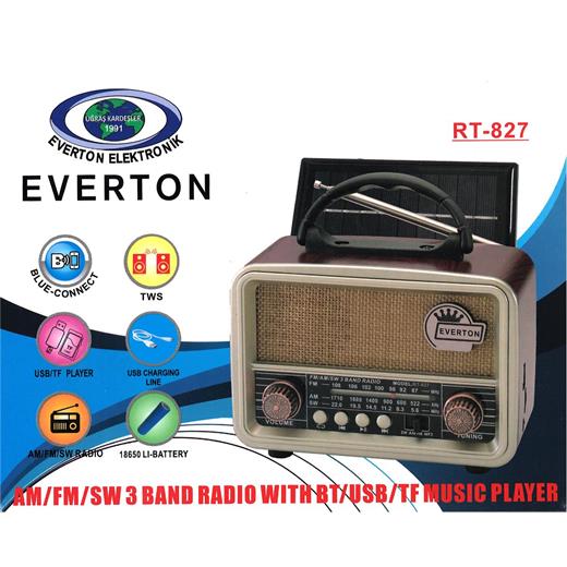 Everton Rt-827 Bluetooth-Usb-Sd-Fm Şarjlı Nostaljik Radyo (Solar Güneş Panelli) (550.20.20.0033)