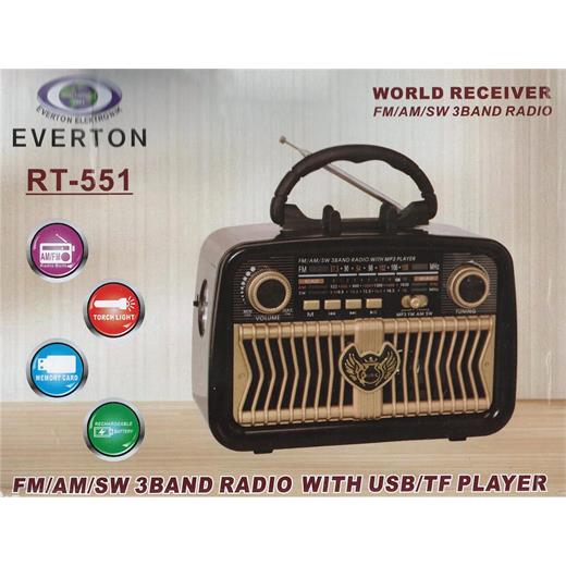 Everton Rt-551  Bluetooth Fm-Usb-Tf-Aux Şarjlı Nostaljik Radyo(550.20.20.0137)