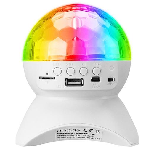 Mikado Md-X740 Beyaz Şarjlı Bt-Tf Cart-Usb Tavan Led Işıklı Disko Topu Speaker(550.50.50.0138)