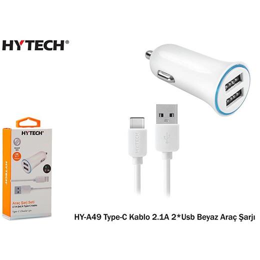 Hytech Hy-A49 Type-C Kablo 2.1A 2-Usb Beyaz Araç (750.60.35.0058)