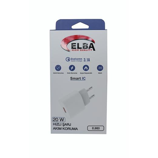 Elba Elb03-20Usb Beyaz 20W Usb Şarj Kafa Qc4.0(Akıllı Koruma-Hızlı Şarj-Isıya Dayanıklı)(750.60.70.0020)