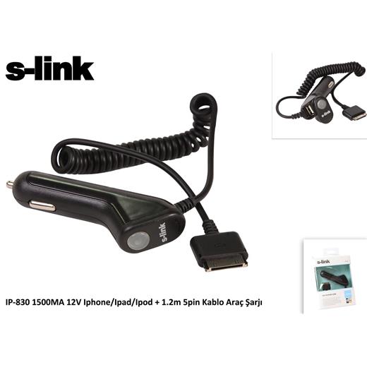 S-Link Ip-830 1500Ma 12V İpod-İphone-İpad Araç Şarj Cihazı(800.15.40.0002)