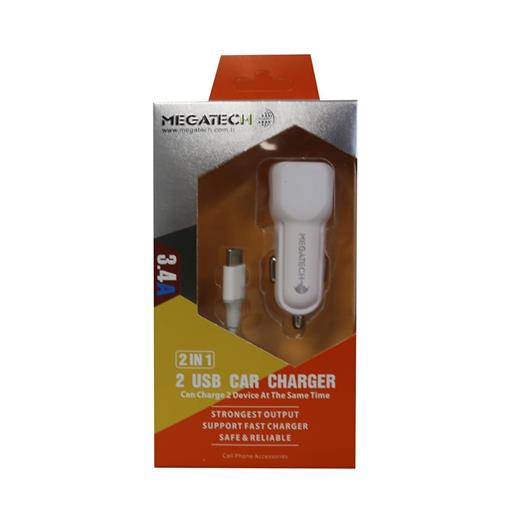 Megatech T05 2Usb 3.4A Beyaz Araç Çakmaklık Şarj Cihazı (800.15.40.0029)