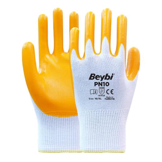 Beybi Nitril Pmk Pn10 9 Beden 12Li Paket Polyester Örme Nitril Eldiven (4141A) Nitril 1-2 Kaplama(800.40.10.0079)