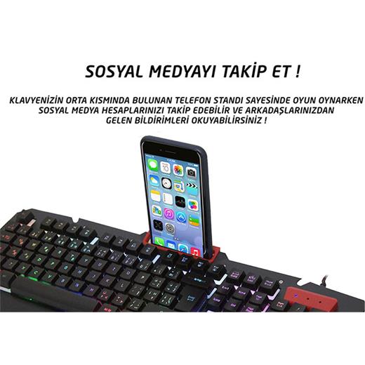 Everest Kb-R800 Metafor Usb Gökkuşağı Aydınlatmalı Q Metal Yüzey Gaming Oyuncu Klavyesi(900.40.40.0110)