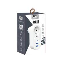 Fly-3400-01 Akım Korumalı.1 Li Priz 2-Usba 1-C Soket 2.1A 10A 2500W(250.10.10.0259)