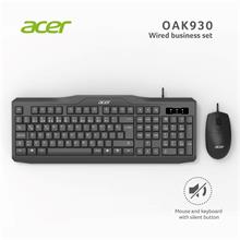 Acer Oak-930 Kablolu Sessiz Tuşlu  Klavye Moue Set Siyah (Klavye 1,40Cm-Mouse 1.60Cm Kablo)(300.10.30.0068)