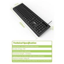 Acer Oak-0A0  Siyah Kablolu Sessiz Tuşlu  Klavye (Caps Lock) (Kablo Uzunluğu 1.50Cm) Caps Lock(300.10.30.0069)