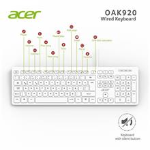 Acer Oak920 Q Usb Beyaz 1.8Mt Kablolu Klavye-Tek Tuş Hesap Makinalı (Sessiz Tuş) (300.10.30.0089)