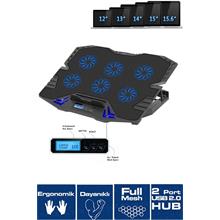 Frisby Fnc-5235St Gs6 Notebook Soğutucu (6Xfan) Lcd Kontrol Panel Metal Izgara 5 Kademeli Yükseklik (300.45.10.0056)