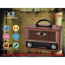 Everton Rt-759  Bluetooth Fm-Usb-Tf-Aux  Şarjlı Nostaljik Radyo(550.20.20.0016)