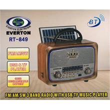 Everton Rt-849  Bluetooth Fm-Usb-Tf-Aux Şarjlı Nostaljik Radyo Güneş Panelli (550.20.20.0139)