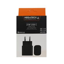 Megatech 25W Siyah Usb-C  Şarj Kafa Qc:3.0-Pd:3.0 (750.50.20.0014)