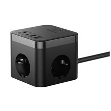 Baseus Pow Cube 7 Port 1.5M 30W Siyah Şarj Adaptörü (E00066400117-00)(750.60.35.0149)