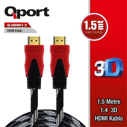 Qport Q-Hdmı1.5 Hdmı Kablo 1.5 Metre Altın Uç