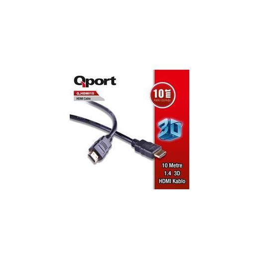 Qport Q-Hdmı10 To Hdmı10 1.4 3D 10M Altn Uçlu Kabl