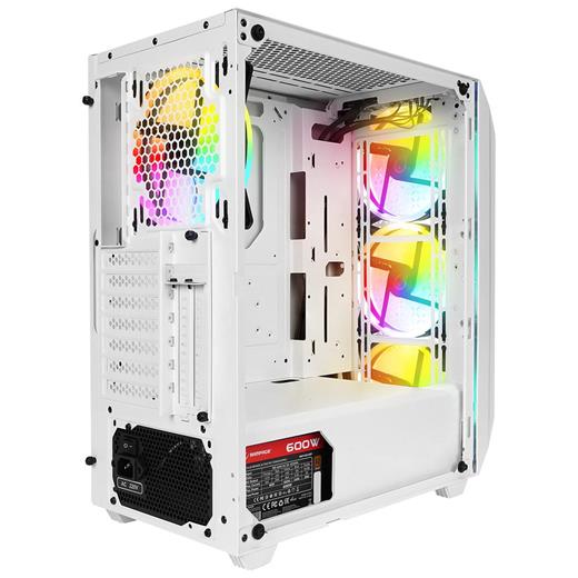 Rampage Zuko 600W 80+ Bronze Beyaz 4-14Cm Rainbow Fan Metal Panel Temper Camlı Oyuncu Kasası(100.40.10.0304)