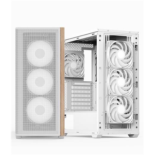 Aerocool Ae D501A Wh 4X12Cm  Fanlı Ahşap Ön Panel Tempered Cam Yan Ve Mesh Ön Panel, Usb Type-C,Atx(100.40.10.0319)