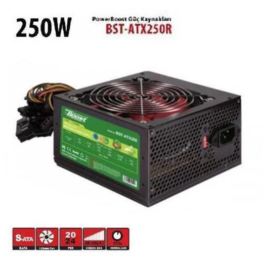 Powerboost Bst-Atx250R 250W, Ppfc 12Cm Kırmızı Fanlı Atx Psu (Retail Box) (100.50.20.0171)