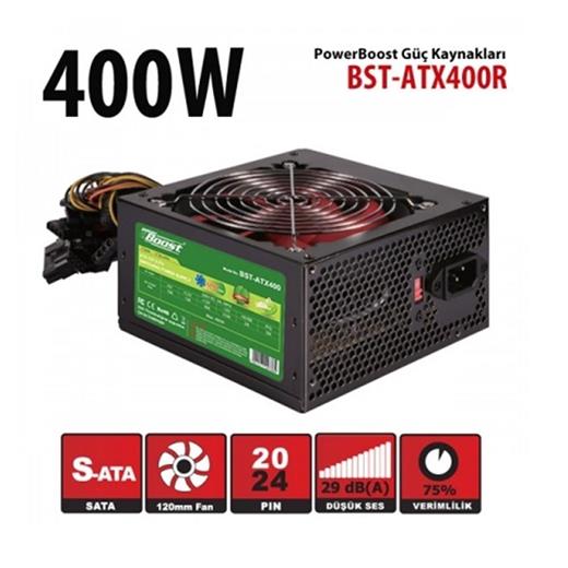 Powerboost Bst-Atx400R 400W, Ppfc 12Cm Siyah Fanlı Atx Psu Power Kablo (Retail Box) Güç Kaynağı(100.50.20.0173)