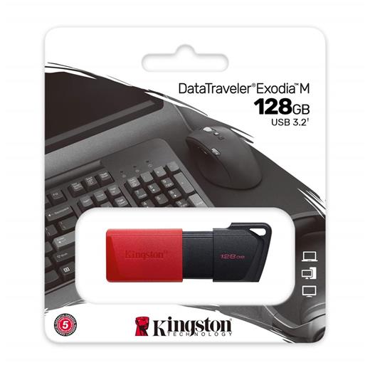 Kingston Dtxm-128Gb 128Gb Usb3.2 Gen1 Datatraveler Exodia M (Black + Red) Flash Bellek(110.10.10.0007)