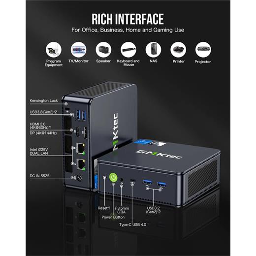 Gmktec K7 Plus Intel İ7 13620H, 32 Gb Ddr5, 1 Tb Ssd, Wi-Fi 6, Bt 5.2, Win11 Pro Mini Pc(150.10.10.0146)
