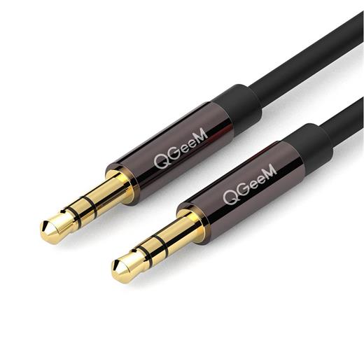 Qgeem Qg-Au04Bd500 5Mt Altın Uçlu Siyah Aux Audio Kablo Erkek-Erkek (250.10.40.0071)