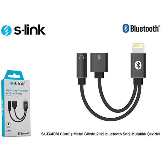 S-Link Sl-Ta40M Lightning Gri Metal 2İn1 Bluetooth Şarj+Kulaklık Çevirici(250.20.10.0070)