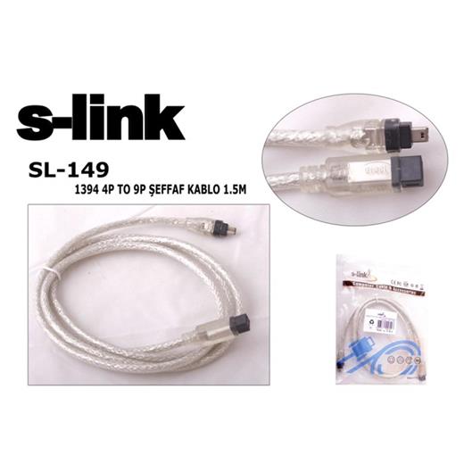 S-Link Sl-149 Ieee1394 4Pin To 9Pin 1.5M Firewire Kablosu(250.20.10.0090)