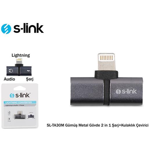 S-Link Sl-Ta30M Lightning Gümüş Metal Gövde 2 İn 1 Şarj+Kulaklık Çevirici(250.20.10.0092)