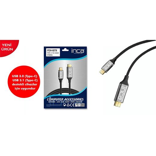 Itch-02Tx Type C To Hdmı 4K Altın Uçlu Kablo 2 Metre (250.20.20.0018)