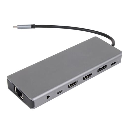 Vcom Cu4706 Type-C To Hdmı-2+Dp+Usb3.0-3+Type C+Usb2.0+Rj45+Sd2.0+Tf2.0+Pd+Dc 3.5Mm 13 İn 1 Çevirici(250.20.20.0040)