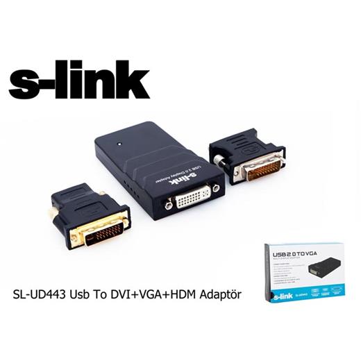S-Link Sl-Ud443 Usb To Dvı+Vga Adaptör(250.20.20.0111)