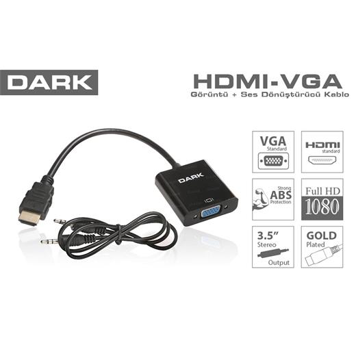 Dark Dk Hd Ahdmıxvga Hdmı To Vga Ve Ses Aktif Dijital-Analog Dönüştürücüsü(250.20.30.0006)