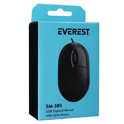 Everest Sm-385 K 1.9M Bakır Kablolu Usb Siyah 1000Dpi Optik Mouse(300.20.20.0021)