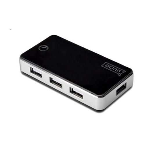 Digitus Da-70222 7 Port Usb Hub, Usb 2.0, Siyah-Gümüş Renk, Güç Adaptörlü, Plastik(300.40.10.0022)