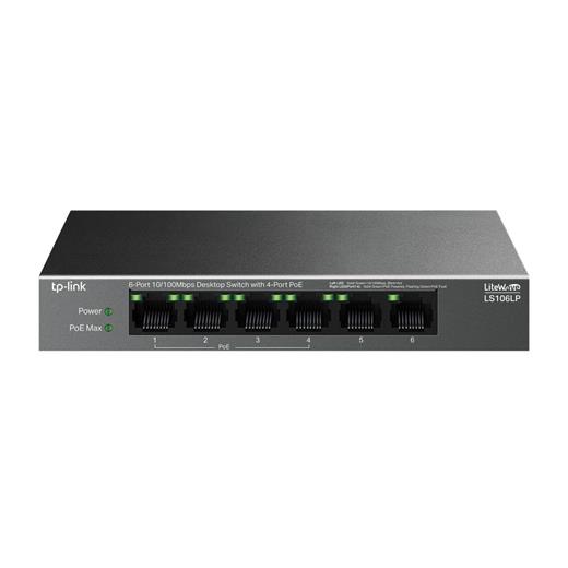 Tp-Link Ls106Lp 6 Port 10-100 Mbps 4 Port Poe+ 10-100 Mbps Switch Metal Kasa(400.40.10.0306)