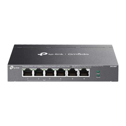 Omada Tp-Link Ds106P 4 Port 10-100 Poe+ 2 Port 10-100 Mbps Uplink Switch Çelik Kasa Rack Mount(400.40.10.0349)