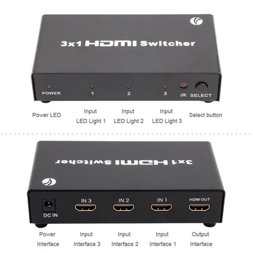 Vcom Dd433 3-1 Port 1.4V 3D Metal Hdmi Switch(400.60.20.0112)