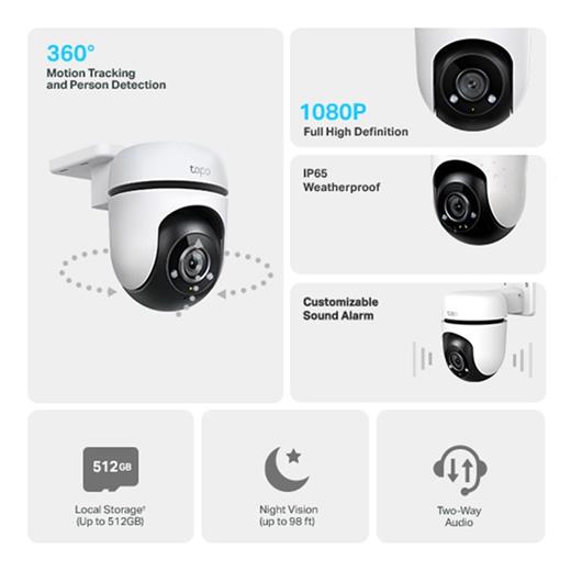 Tp-Link Tapo C500 Dış Mekan 1080P Gece Görüşlü 512Gb Micro Sd Destekli Wi-Fi Kamera(400.70.30.0015)