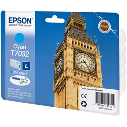 Epson T7032 Cyan Mavi 800 Sayfa Mürekkep Kartuş T70324010(450.10.20.0206)