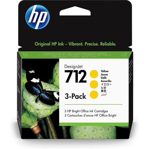 Hp 712 Yellow Sarı 29Ml 3Lü Paket Plotter Kartuşu 3Ed79A(450.50.10.0152)