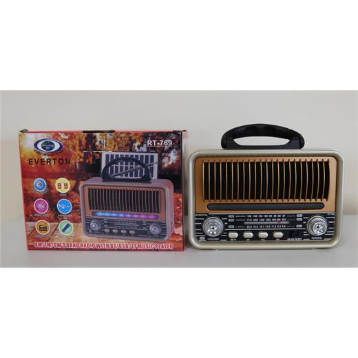 Everton Rt-769  Bluetooth Fm-Usb-Tf-Aux  Şarjlı Nostaljik Radyo(550.20.20.0184)